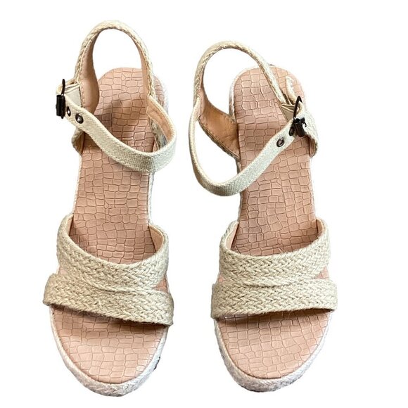 Rope & Canvas Strappy Wedge Espadrille Sandal Sz 7 #42S - Picture 2 of 9